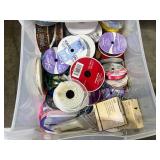 Plastic 6-Drawer Storage Tower with Craft Supplies, Ribbons, and Tape - wheels in drawer untested Plastic 6-Drawer Storage Tower with Craft Supplies, Ribbons, and Tape - wheels in drawer untested