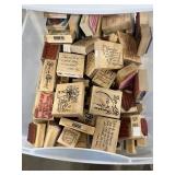 Large Collection of Wooden Rubber Stamps with Sayings and Designs - drawer not inc Large Collection of Wooden Rubber Stamps with Sayings and Designs - drawer not inc