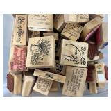 Large Collection of Wooden Rubber Stamps with Sayings and Designs - drawer not inc Large Collection of Wooden Rubber Stamps with Sayings and Designs - drawer not inc