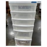 6-Drawer Storage Tower with Large Lot of Rubber Stamps - roller wheels in drawer - untested 6-Drawer Storage Tower with Large Lot of Rubber Stamps - roller wheels in drawer - untested