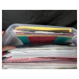 Large Collection of Assorted Scrapbook Paper and Cardstock in Storage Bin Large Collection of Assorted Scrapbook Paper and Cardstock in Storage Bin