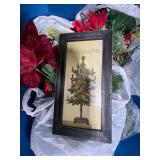 Assorted Holiday Decor with Framed Christmas Tree Art and Pine Cones Assorted Holiday Decor with Framed Christmas Tree Art and Pine Cones