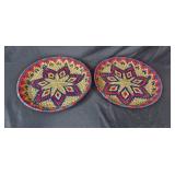 Assorted VTG Decorative Plate and Tray Collection Including Wood, Metal, Ceramic, and Woven Pieces Assorted VTG Decorative Plate and Tray Collection Including Wood, Metal, Ceramic, and Woven Pieces