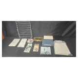 Crafting Supplies Lot with File Rack, Magnifying Sheet, Announcements, and Accessories Crafting Supplies Lot with File Rack, Magnifying Sheet, Announcements, and Accessories