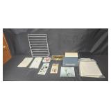 Crafting Supplies Lot with File Rack, Magnifying Sheet, Announcements, and Accessories Crafting Supplies Lot with File Rack, Magnifying Sheet, Announcements, and Accessories