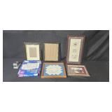 Collection of Framed Artwork, Sheet Protectors, Paper Bags, and Decorative Paper Collection of Framed Artwork, Sheet Protectors, Paper Bags, and Decorative Paper