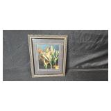 Lot of 3 Framed Floral Art Prints and Vintage Hand Mirrors Lot of 3 Framed Floral Art Prints and Vintage Hand Mirrors
