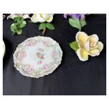 Floral Porcelain Plate Lot with Lena Liu Iris Garden, Napolean Italy Rose, and Germany Marked Plate Floral Porcelain Plate Lot with Lena Liu Iris Garden, Napolean Italy Rose, and Germany Marked Plate