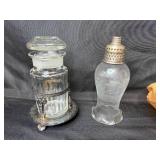 Vintage Depression Glassware Collection with Etched Goblet, Footed Bowl, Tray, and Shakers Vintage Depression Glassware Collection with Etched Goblet, Footed Bowl, Tray, and Shakers
