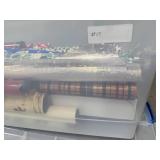 Large Plastic Tote of Assorted Holiday and Gift Wrapping Paper Rolls Large Plastic Tote of Assorted Holiday and Gift Wrapping Paper Rolls