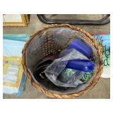 Assorted Home Decor and Storage Items with Framed Art and Baskets Assorted Home Decor and Storage Items with Framed Art and Baskets