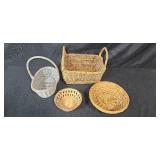 Collection of Assorted Wicker and Woven Baskets Collection of Assorted Wicker and Woven Baskets