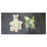 Collection of Vintage-Style Decorative Easter Bunnies and Frog Plush Figures Collection of Vintage-Style Decorative Easter Bunnies and Frog Plush Figures