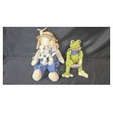 Collection of Vintage-Style Decorative Easter Bunnies and Frog Plush Figures Collection of Vintage-Style Decorative Easter Bunnies and Frog Plush Figures