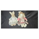 Collection of Vintage-Style Decorative Easter Bunnies and Frog Plush Figures Collection of Vintage-Style Decorative Easter Bunnies and Frog Plush Figures