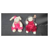 Collection of Vintage-Style Decorative Easter Bunnies and Frog Plush Figures Collection of Vintage-Style Decorative Easter Bunnies and Frog Plush Figures