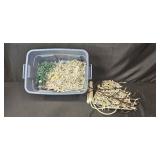 Bin of Assorted Holiday String Lights with Power Strips - untested Bin of Assorted Holiday String Lights with Power Strips - untested