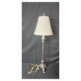 Decorative Table Lamp with Textured Shade and Ornate Metal Base Decorative Table Lamp with Textured Shade and Ornate Metal Base