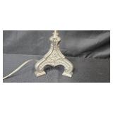 Decorative Table Lamp with Textured Shade and Ornate Metal Base Decorative Table Lamp with Textured Shade and Ornate Metal Base