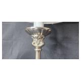 Decorative Table Lamp with Textured Shade and Ornate Metal Base Decorative Table Lamp with Textured Shade and Ornate Metal Base