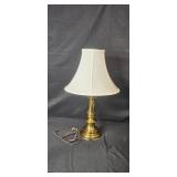 Brass Table Lamp with White Fabric Shade, 21 Inch Tall Brass Table Lamp with White Fabric Shade, 21 Inch Tall