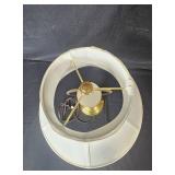 Brass Table Lamp with White Fabric Shade, 21 Inch Tall Brass Table Lamp with White Fabric Shade, 21 Inch Tall