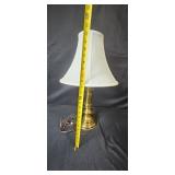 Brass Table Lamp with White Fabric Shade, 21 Inch Tall Brass Table Lamp with White Fabric Shade, 21 Inch Tall