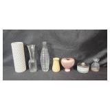 Set of Vintage Glass and Ceramic Decorative Vases and Containers Set of Vintage Glass and Ceramic Decorative Vases and Containers
