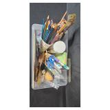 Large Lot of Art and Craft Supplies with Storage Bin Large Lot of Art and Craft Supplies with Storage Bin