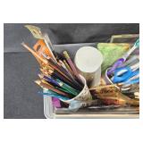 Large Lot of Art and Craft Supplies with Storage Bin Large Lot of Art and Craft Supplies with Storage Bin