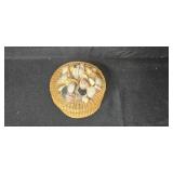 Assorted Buttons with Wicker Basket, and Plastic Bin Assorted Buttons with Wicker Basket, and Plastic Bin