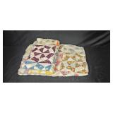 Set of Vintage Patchwork Quilts with Colorful Patterns Set of Vintage Patchwork Quilts with Colorful Patterns