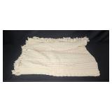 Handmade Cream Crochet Throw Blanket with Fringe Handmade Cream Crochet Throw Blanket with Fringe