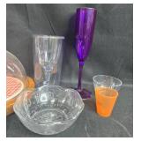 VTG Assorted Decorative Trays and Glassware Collection VTG Assorted Decorative Trays and Glassware Collection