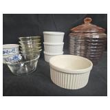 VTG Assorted Ramekins and Glass Cookie Jar Collection VTG Assorted Ramekins and Glass Cookie Jar Collection