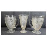 Set of Vintage Depression Glass Pitchers and Vase with Embossed Floral Pattern - "Iris" Set of Vintage Depression Glass Pitchers and Vase with Embossed Floral Pattern - "Iris"