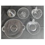 Set of Imperial Clear Glass Serving Dishes with Beaded Edges Set of Imperial Clear Glass Serving Dishes with Beaded Edges