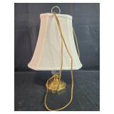 Brass Table Lamp with White Fabric Shade Brass Table Lamp with White Fabric Shade
