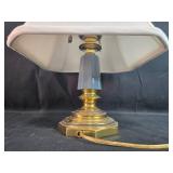 Brass Table Lamp with White Fabric Shade Brass Table Lamp with White Fabric Shade