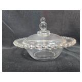 Imperial Candlewick Glass Serving Set with Covered Dish and Candle Holders Imperial Candlewick Glass Serving Set with Covered Dish and Candle Holders