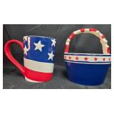 Patriotic Stoneware Dinnerware Set with Bowls, Mugs, Plates, and Tray Patriotic Stoneware Dinnerware Set with Bowls, Mugs, Plates, and Tray
