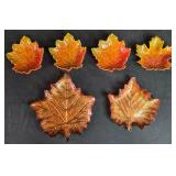 Set of 6 Autumn Leaf Shaped Ceramic Serving Dishes Set of 6 Autumn Leaf Shaped Ceramic Serving Dishes