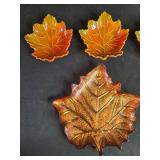 Set of 6 Autumn Leaf Shaped Ceramic Serving Dishes Set of 6 Autumn Leaf Shaped Ceramic Serving Dishes