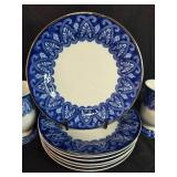Bombay Blue and White Porcelain Mug and Plate Set, Mugs and Plates Bombay Blue and White Porcelain Mug and Plate Set, Mugs and Plates