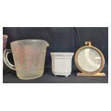 Kitchenware Lot with Pyrex Measuring Cups, Ceramic Ramekin, and Tylor Oven Thermometer Kitchenware Lot with Pyrex Measuring Cups, Ceramic Ramekin, and Tylor Oven Thermometer