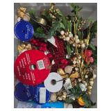 Holiday Crafting Lot with Ribbons, Artificial Florals and Snow Spray Holiday Crafting Lot with Ribbons, Artificial Florals and Snow Spray