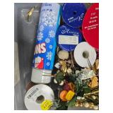 Holiday Crafting Lot with Ribbons, Artificial Florals and Snow Spray