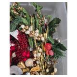 Holiday Crafting Lot with Ribbons, Artificial Florals and Snow Spray