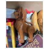 Miscellaneous Home Decor and Accessories Lot with Wooden Statues, Face Masks, and Household Items