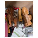 Miscellaneous Home Decor and Accessories Lot with Wooden Statues, Face Masks, and Household Items